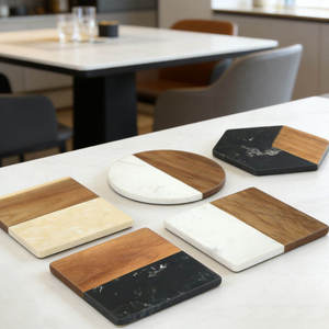 Wooden <b>Marble</b> Eco-Friendly Customized Coasters Modern Design Mats & Pads for Cup <b>Mug</b> Tea Coffee Wine Glass Use-Lavie Creations - Product Image 3