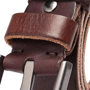 Ceinture décontractée pour homme en cuir véritable OEM, avec boucle en acier, légère et respirante, vente en gros - Product Image 6