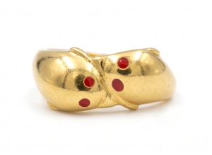 DIVYORO แหวนชุบทอง 22k ลายใบไม้คลาสสิกสำหรับผู้หญิง - Product Image 1