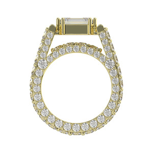 Bague de fiançailles solitaire en diamant de laboratoire certifié taille émeraude JEWELEGACY, clarté IGI VVS1, or massif, luxe pour homme, micro-pavé - Product Image 2