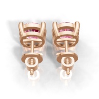 Heerani Jewels Labor-Gezüchteter Runder Rosa Saphir 925 Sterling Silber Klassische Ohrstecker Vergoldet Roségold Unisex Ohrringe