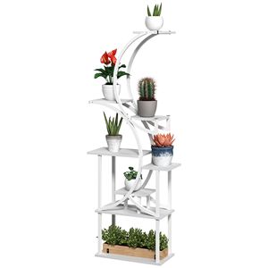 Vaso da fiori bianco a forma di pianta da interno a 8 livelli 62 \ "e fioriera per piante angolari a più piante - Product Image 1