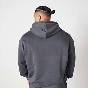Sweat-shirt à capuche et jogging surdimensionnés en denim bleu avec logo personnalisé du fabricant OEM, en coton lourd, ensemble de survêtement unisexe pour homme - Product Image 2