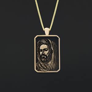 Colgante islámico BOJ 02 Hazmat Ali y colgante islámico rectangular de plata musulmana hecho a mano en plata de ley 925. Oferta a bajo precio. - Product Image 3