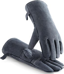 Gants de sécurité en cuir résistants à la chaleur, 14 pouces, manchette droite, durables, anti-chaleur, texture lisse - Product Image 1