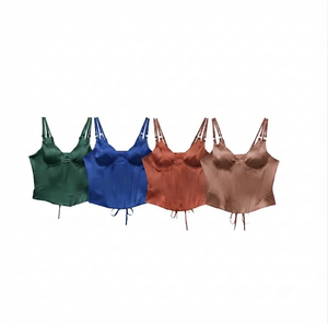 DROGEN EXPORT Débardeur Bustier Femme Séchage Rapide en Satin et Dentelle, Style Décontracté, Sans Manches, Sexy, Bretelles, 100% Polyester, OEM - Product Image 1