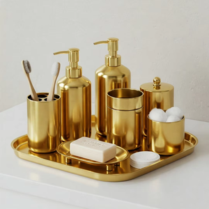 Elegante Juego de Accesorios de Baño de Metal con Diseño Ecológico, Estilo Moderno y Lujoso para Baños Compactos y Espaciosos - Product Image 1