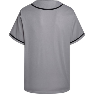 Maillot de baseball gris uni avec passepoil noir, vêtement de sport vierge pour équipe, uniforme personnalisé par sublimation à boutons - Product Image 2