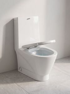 Ensemble WC monobloc SANSO Golden Dragon pour le marché éthiopien, suite de salle de bain en céramique avec lavabo sur colonne, siphon en S et siphon en P - Product Image 1
