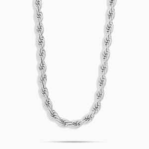 Cadena de cuerda de 5 mm de plata 925 para hombre, collar sencillo estilo hip hop, regalo para él, joyería brillante en capas, cadena de cuerda con incrustaciones, regalo de cumpleaños - Product Image 5