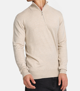Pull en molleton beige pour homme, col rond, coupe régulière, à carreaux, manches longues, décontracté, séchage rapide, pour l'hiver - Product Image 3