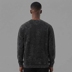 Sweat-shirt surdimensionné en molleton 100 % coton personnalisé, col rond, épaules tombantes, logo brodé, délavé, pour homme, idéal pour l'hiver et les tenues décontractées - Product Image 3