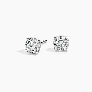 Pendientes de Diamantes de Oro Blanco para Mujer, Corte Brillante Redondo, Color D, Cultivados en Laboratorio, Certificados por IGI, Estilo Clásico - Product Image 2