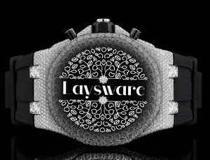 Reloj de Lujo Laysware Jewels con Diamantes Moissanite, Correa de Silicona Negra y Diseño Personalizado Completamente Adornado con Piedras - Product Image 2