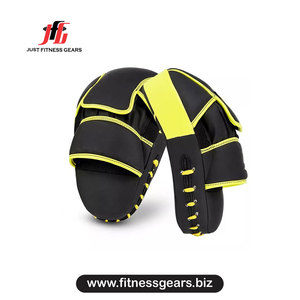 JUST FITNESS GEARS Boxing <b>Focus</b> <b>Pads</b> Neoprene Lace-Up Black Yellow Martial Arts Sparring Training Gear - Product Image 1