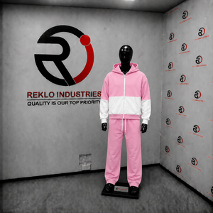 Pink <b>White</b> Color Block Tracksuit <b>Men</b> Full Zip Hoodie With Matching <b>Jogger</b> Pants Premium Two Piece Sports Outfit Modern Casual St - Product Image 3