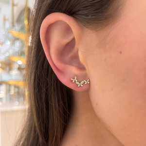 Boucles d'oreilles papillon grimpantes en or massif 14k 18k avec diamants de laboratoire taille ronde sertis pavé, vente en gros fabricant - Product Image 2