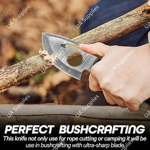 Cuchillo de caza y camping EDC de acero de Damasco con gancho para dedo y agarre de madera, de alta calidad, afilado como una navaja, OEM/ODM, ¡el más vendido! - Product Image 4