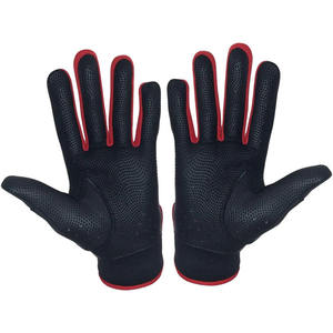 Gants de frappe de baseball en cuir noir et rouge pour hommes et femmes, antidérapants, respirants, avec paume antidérapante, sangle de poignet réglable en velcro, tailles XL, XXL, L - Product Image 2