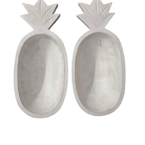 100% naturel blanc Vintage ananas saladier sculpté à la main en bois de manguier avec Logo personnalisé gravé pour la décoration intérieure - Product Image 3