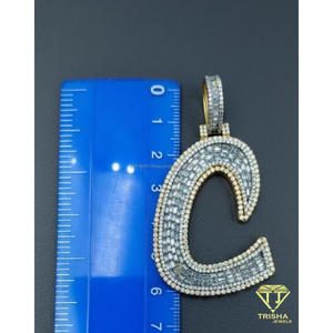 Hip Hop <b>Iced</b> Out C Letter Pendant Moissanite Diamond Gold <b>Chain</b> Bling Initial Necklace Statement Jewelry Gift - Product Image 2