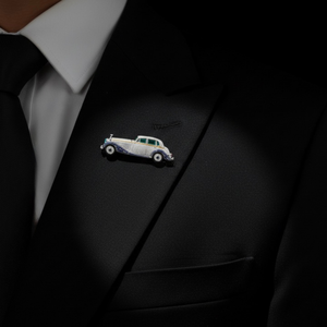 Vintage Car Shaped <b>Silver</b> Rhodium Plated Moissanite Brooch Pin for Unisex <b>Dress</b> Lapel Jewelry - Product Image 2