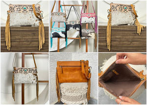 Bolsos de Hombro de Moda para Mujer, Precio al por Mayor OEM ODM, Bolsos de Cuero con Piel de Vaca, Correa Ajustable, Gran Capacidad, con Flecos - Product Image 3