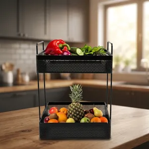 2-Tier Standing Spice <b>Rack</b> Countertop Organizer Multipurpose Kitchen Cabinet Dresser Storage Shelf Black - Product Image 6