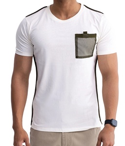 Camisetas Deportivas Casuales Transpirables de Secado Rápido con Bolsillo para Verano, Diseño en Blanco, Corte Regular, Personalizadas de Algodón para Hombre - Product Image 1