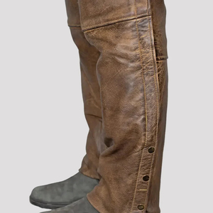 Guêtres en cuir vieilli robustes pour homme, style western, pour moto, protection réglable des jambes - Product Image 4