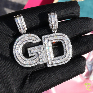 Custom Letter Pendant Necklace Silver <b>Iced</b> <b>Out</b> Moissanite Diamond Hip Hop Jewelry Cuban Link <b>Chain</b> - Product Image 4