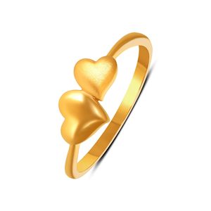 Anillo de Oro Doble Corazón Chapado en Oro de Lujo para Mujer, Anillo Abierto Ajustable Elegante con Corazón de Amor, Anillo de Moda para Dedo - Product Image 1