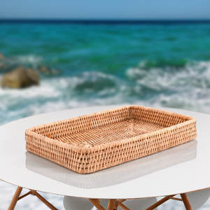 Bandeja decorativa de mimbre tejida a mano - Product Image 5