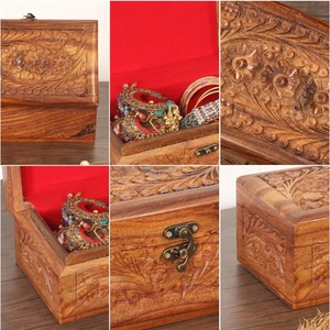 Eco-Friendly Rectangle <b>Wooden</b> <b>Box</b> for Jewelry Gift Storage-Soft Interior for Delicate Items Christmas Chinese New Year Tabletop - Product Image 6