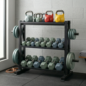 Moderno Soporte para Mancuernas de Hierro Fundido y Metal, Duradero y Estable, de 3 Niveles, Unisex, para Almacenamiento de Equipos de Gimnasio Comercial, GM01 - Product Image 2