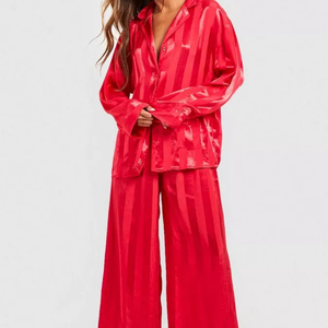 Comfortable <b>Ladies</b> Satin <b>Pyjama</b> Summer New Ice Silk Long Sleeved Sleep <b>Crop</b> Top Color Oversized Sleep Dress - Product Image 3