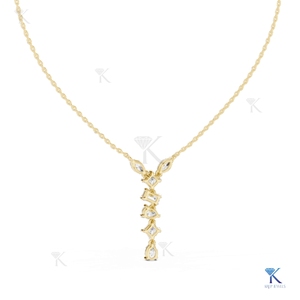 Lab Grown Diamond Multi Shape Y Lariat Necklace 14K 18K <b>Solid</b> <b>Gold</b> Fine Women Jewelry Factory Direct Wholesale B2B Supplier - Product Image 6