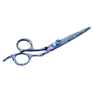 Ciseaux à cheveux de haute qualité en titane bleu, 5 1/2 à 6 pouces, bord décoré au laser pour un contrôle précis de la coupe des cheveux - Product Image 2