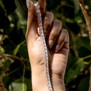 Pulsera de Plata S925 para Mujer, Corte Princesa, Diamante Cultivado en Laboratorio, Joyería Clásica de Boda, Elegante Regalo para Ella, Estilo de Lujo - Product Image 6