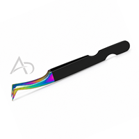 Pince à cils en L pour extensions de cils, en acier inoxydable, prise en main parfaite, impression de logo personnalisée, service OEM