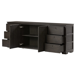 ตู้ไซด์บอร์ดไม้เนื้อแข็งพร้อมช่องเก็บของแบบสองบานและลิ้นชักด้านหน้าเรียบเนียนสำหรับจัดระเบียบห้องนั่งเล่นและห้องรับประทานอาหาร - Product Image 3