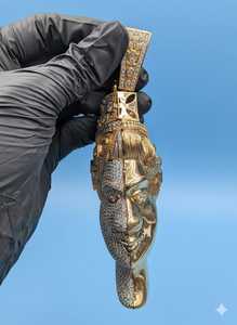 Colgante de Moissanita Diamante Reina Isabel Chapado en Oro Amarillo Plata 925 Colgante Hip Hop Bicolor Personalizado de Alta Gama - Product Image 6