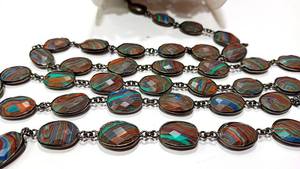 Cadena con Conector de Cuarzo Fordite en Forma Libre Briolette de 10x15mm - Product Image 3