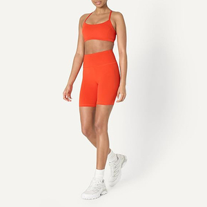 Soutien-gorge de sport sans coutures tendance pour femme, camisole douce orange vif, soutien-gorge de yoga à faible impact, bralette rembourrée, crop top - Product Image 5