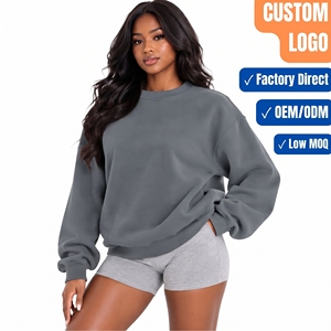 <b>Womens</b> Winter Oversized Cotton Fleece <b>Hoodie</b> Loose Fit Pullover Sweatshirt Casual Streetwear Front Logo Custom Clothing - Product Image 1