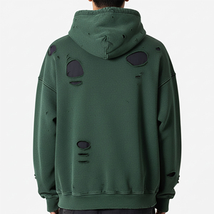 High Quality Winter Wear Men's 3D Embroidery <b>Thick</b> <b>Fleece</b> Pullover Hoodies 100% Cotton Oversized Fit Eco-Friendly Distressed - Product Image 5