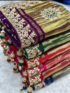 <b>Red</b> Bandhani Silk <b>Saree</b> Embroidered Ethnic Bandhani <b>Saree</b> Traditional Wedding Party Wear for Women - Product Image 3