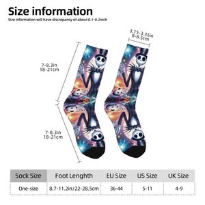 Chaussettes de sport Jack Skellington et Sally, imprimées par transfert thermique, respirantes, en polyester/nylon, séchage rapide, épaisseur standard pour adulte - Product Image 4