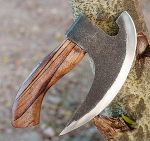 Cuchillo para Pizza de Acero Forjado Hecho a Mano, Hacha Vikinga Mini, Tomahawk con Mango de Madera, Acabado Pulido, 9 Filos de Corte, Grado Industrial - Product Image 4
