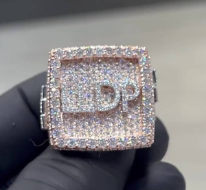 Moissanite Iced Out Initial <b>Ring</b> Luxury Hip Hop Statement Jewelry Sparkling <b>Mens</b> Fashion <b>Ring</b> - Product Image 1